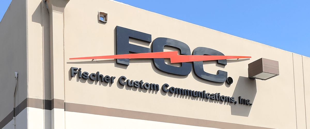Fischer Custom Communications, Inc. building sign.