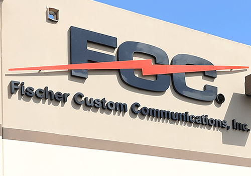 Fischer Custom Communications, Inc. building sign.