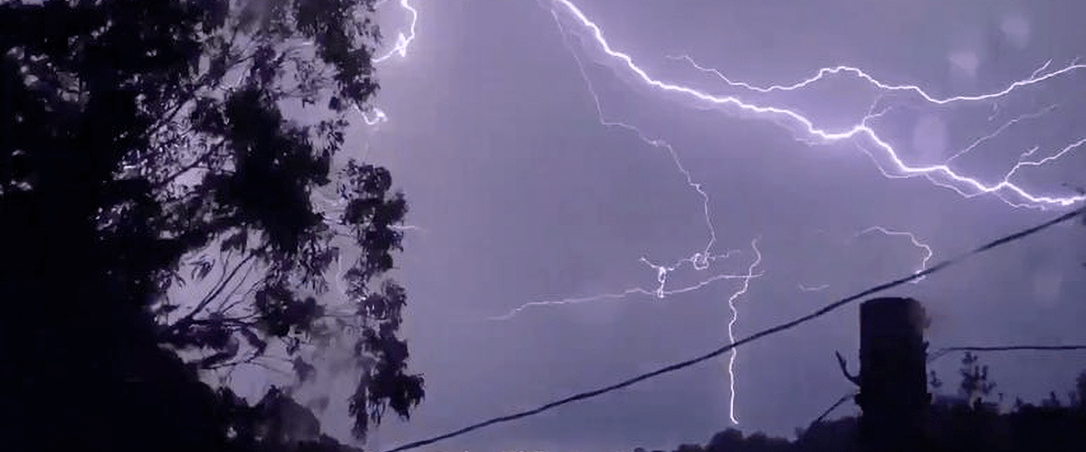 Thunderstorm in night sky.