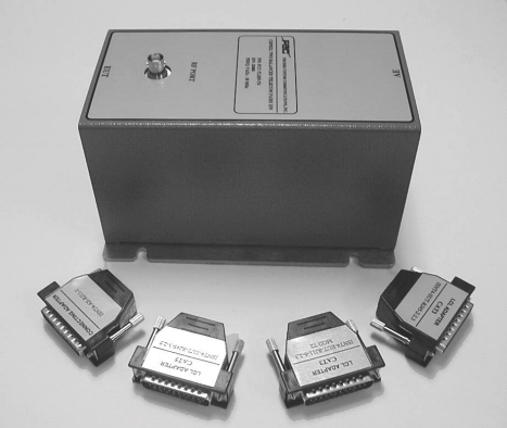 Group of metallic elements with metallic box.