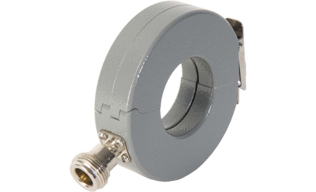 Cylindrical metal device with EUT cable attachment.