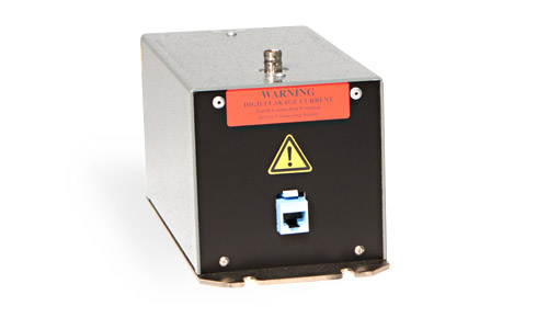 Square metal box with input.